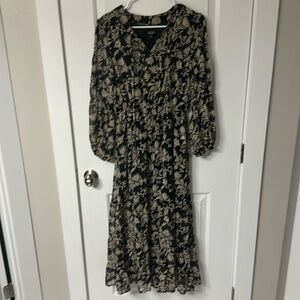 NWT boutique black, gold, cream dress